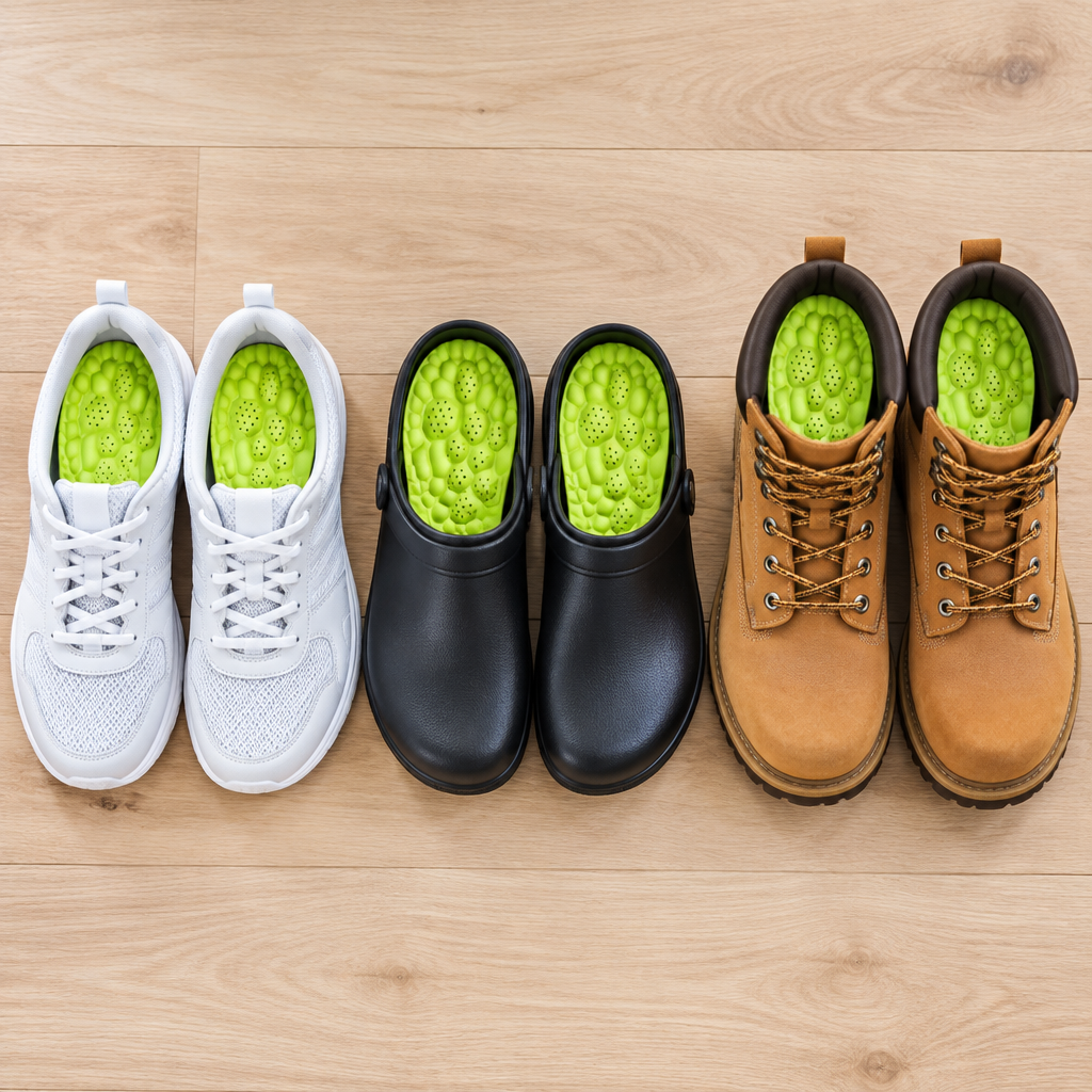 CloudStep insoles fit sneakers, nursing clogs and work boots